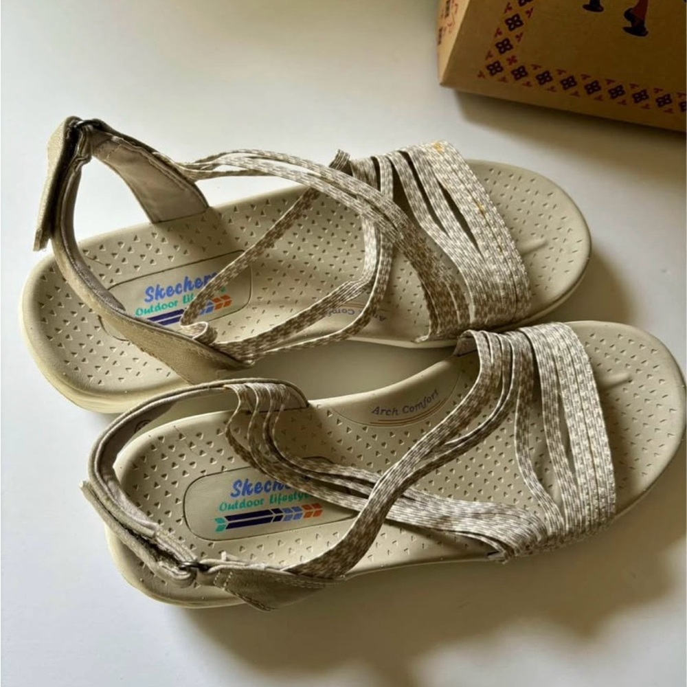 SKECHERS Cream Reggae Sandals 10 - Picture 3 of 7